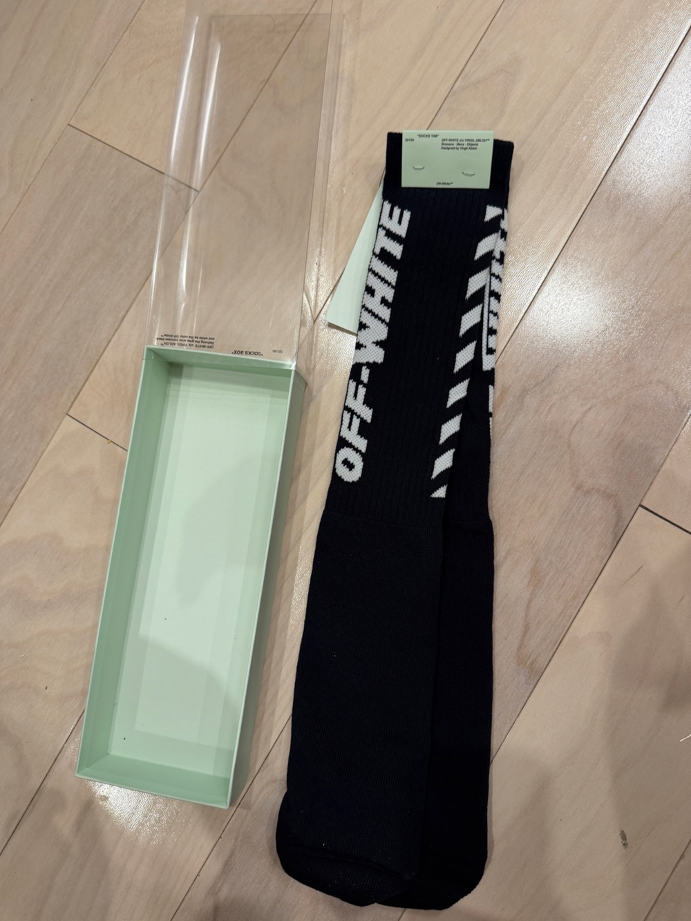 New in Box Off-White Black Logo Socks